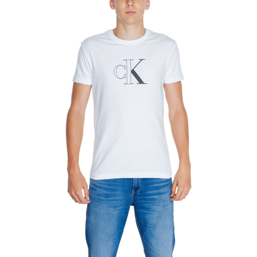 Textiel Heren Polo's lange mouwen Calvin Klein Jeans OUTLINE MONOLOGO TEE J30J325678 Wit