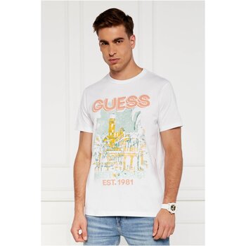 Textiel Heren T-shirts korte mouwen Guess M4YI22 K8FQ4 Wit