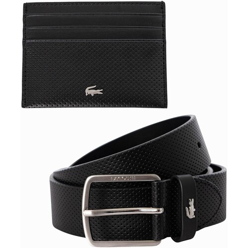 Accessoires Heren Riemen Lacoste Leren riem/kaarthouder cadeauset Wit