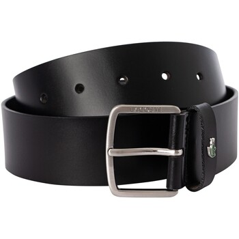 Accessoires Heren Riemen Lacoste Effen leren riem Zwart