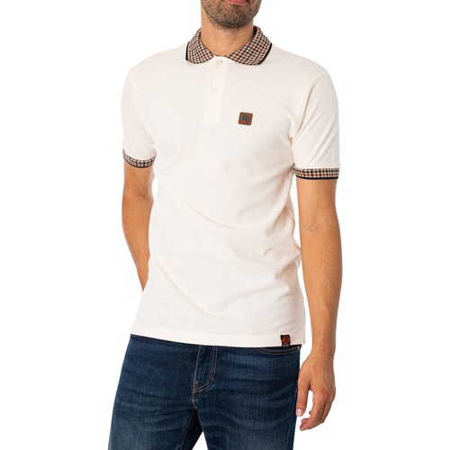 Textiel Heren Polo's korte mouwen Trojan Piqué poloshirt met gingham-ruit Beige