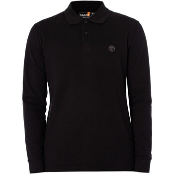 Textiel Heren Polo's lange mouwen Timberland Slim Fit Poloshirt met lange mouwen en geborduurd logo Zwart