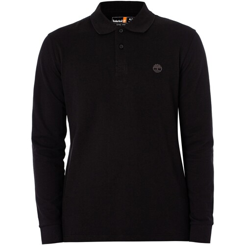 Textiel Heren Polo's lange mouwen Timberland Slim Fit Poloshirt met lange mouwen en geborduurd logo Zwart