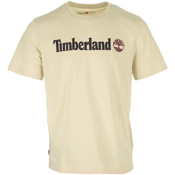 Textiel Heren T-shirts korte mouwen Timberland Linear Logo Short Sleeve Beige