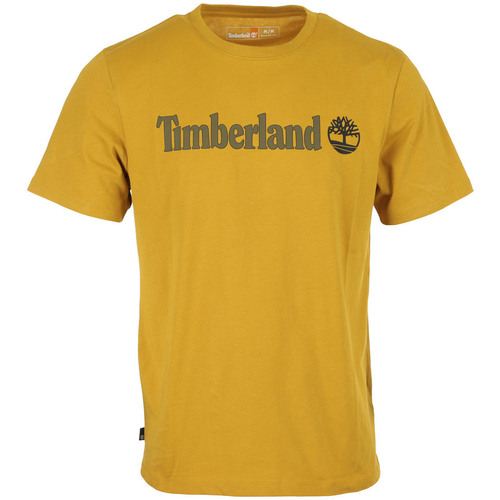 Textiel Heren T-shirts korte mouwen Timberland Linear Logo Short Sleeve Geel