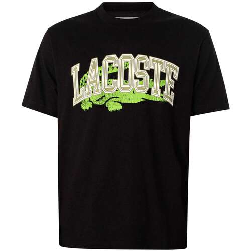 Textiel Heren T-shirts korte mouwen Lacoste Jersey-handtekening T-shirt Zwart