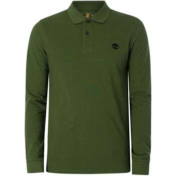 Textiel Heren Polo's lange mouwen Timberland Slank, langmouwig Millers River Pique poloshirt Groen