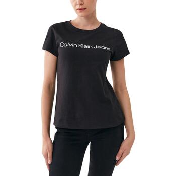 Textiel Dames T-shirts korte mouwen Calvin Klein Jeans CORE INSTIT LOGO SL J20J220253 Zwart