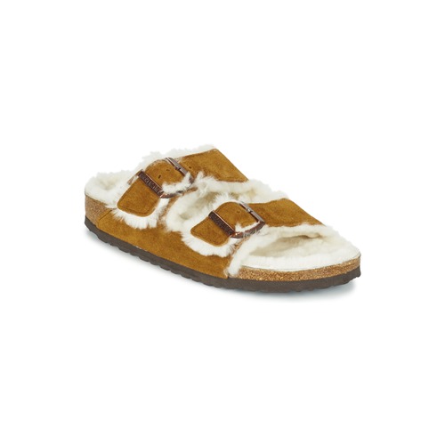 Schoenen Dames Leren slippers Birkenstock ARIZONA Brown