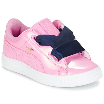 Schoenen Meisjes Lage sneakers Puma BASKET HEART PATENT PS Roze / Marine