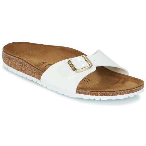 Schoenen Dames Leren slippers Birkenstock MADRID Wit / Goud