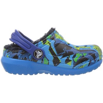 Schoenen Meisjes Sandalen / Open schoenen Crocs KID'S CLASSIC FUZZ LINED GRAPHIC CLOG Blauw