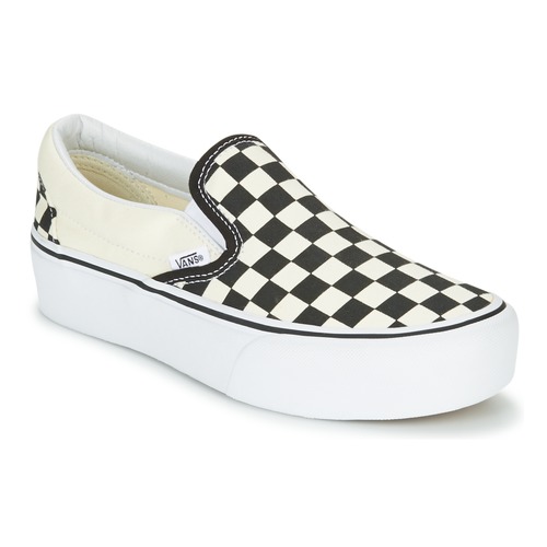 Schoenen Dames Instappers Vans Classic Slip-On Platform Zwart / Wit