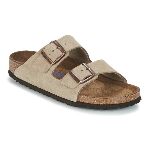 Schoenen Dames Leren slippers Birkenstock ARIZONA SFB Taupe