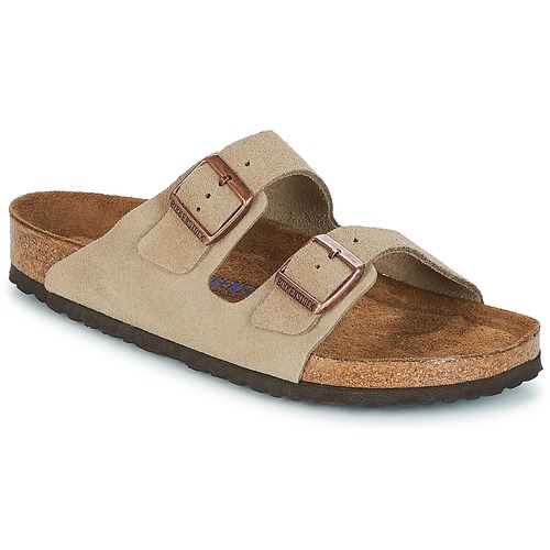 Schoenen Heren Leren slippers Birkenstock ARIZONA SFB Taupe