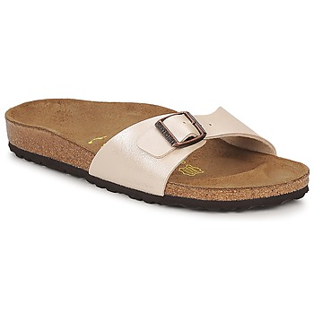 Schoenen Dames Leren slippers Birkenstock MADRID Creme