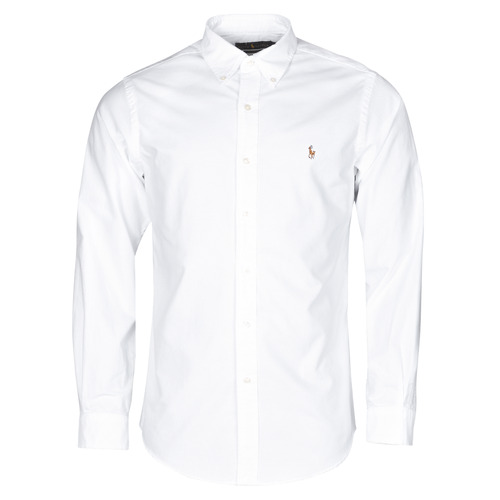 Kleidung Herren Langärmelige Hemden Polo Ralph Lauren CHEMISE AJUSTEE EN OXFORD COL BOUTONNE  LOGO PONY PLAYER MULTICO Weiß