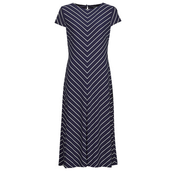 Kleidung Damen Maxikleider Lauren Ralph Lauren PIPPA-CAP SLEEVE-DAY DRESS Blau