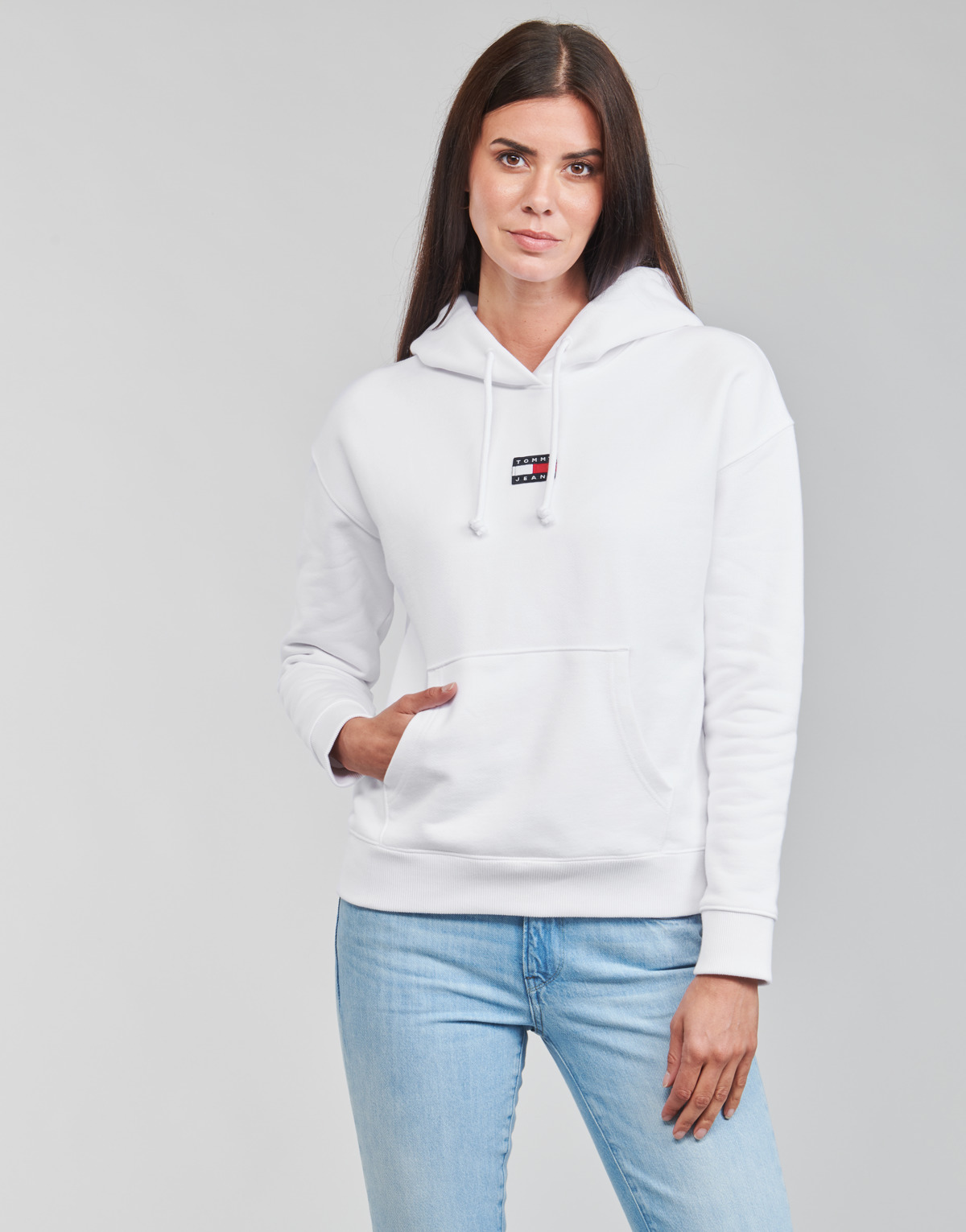 Kleidung Damen Sweatshirts Tommy Jeans TJW TOMMY CENTER BADGE HOODIE Weiß