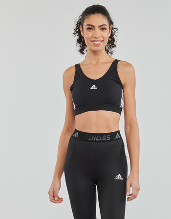 Kleidung Damen Sport BHs adidas Performance 3 Stripes CROP Schwarz