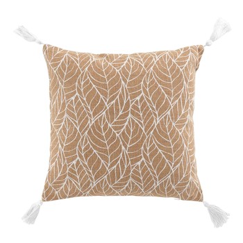 Casa cuscini Douceur d intérieur COUSSIN DEHOUS. COMPR. POMPONS 40x40 CM JUTE IMPRIME/POLYCOTON U 