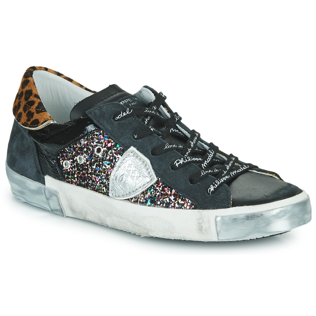 Schuhe Damen Sneaker Low Philippe Model PARISX LOW WOMAN Glitzer / Leopard