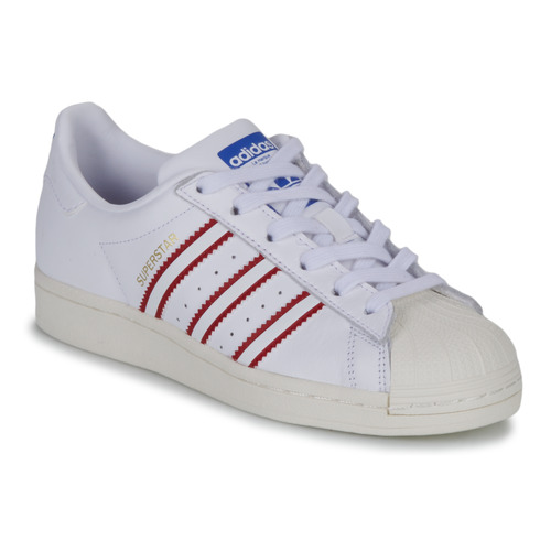 Schuhe Kinder Sneaker Low adidas Originals SUPERSTAR J Weiß / Rot