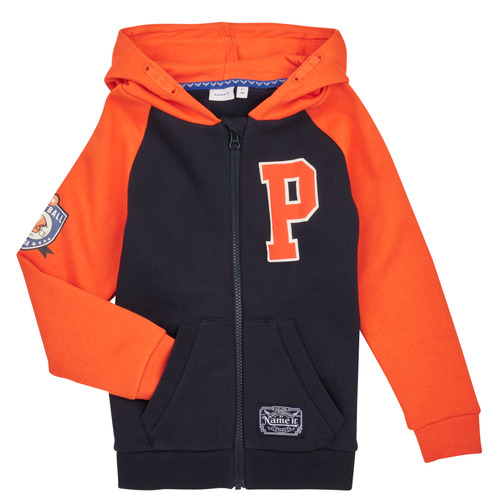 Kleidung Jungen Sweatshirts Name it NKMTULAS SWE CARD W HOOD Marineblau / Orange