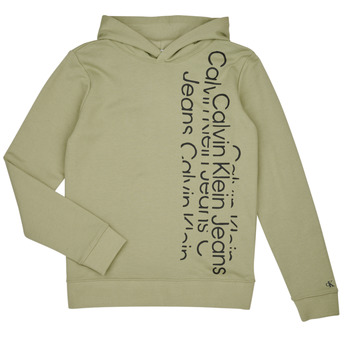 Kleidung Jungen Sweatshirts Calvin Klein Jeans REPEAT INSTITUTIONAL LOGO HOODIE Khaki