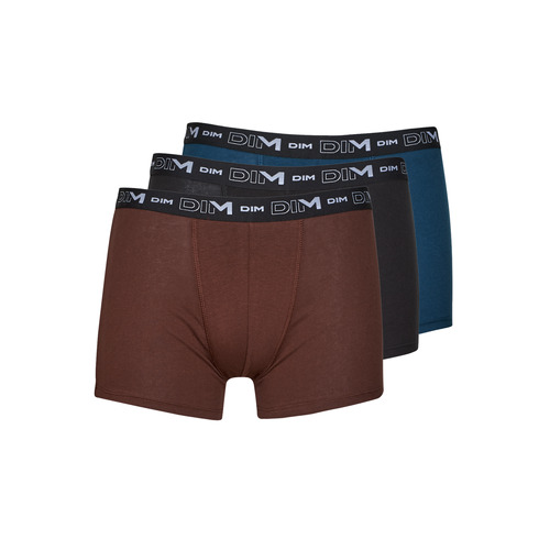 Unterwäsche Herren Boxer DIM COTON STRETCH PACK X3 Braun, / Blau