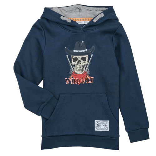 Kleidung Jungen Sweatshirts Name it NKMLANDER SWE W HOOD BRU PS Marineblau