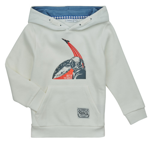 Kleidung Jungen Sweatshirts Name it NKMNOUT LS SWE WH BRU PS Weiß