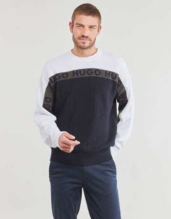 Kleidung Herren Pullover HUGO Stimoh Grau / Weiß / Marineblau