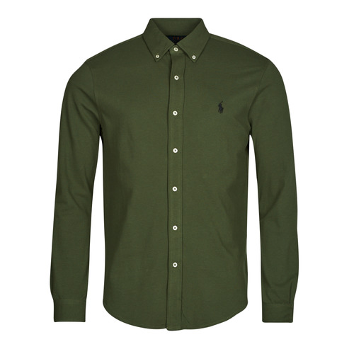 Kleidung Herren Langärmelige Hemden Polo Ralph Lauren CHEMISE AJUSTEE COL BOUTONNE EN POLO FEATHERWEIGHT Khaki