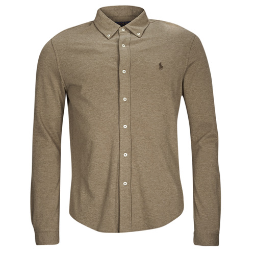 Kleidung Herren Langärmelige Hemden Polo Ralph Lauren CHEMISE AJUSTEE COL BOUTONNE EN POLO FEATHERWEIGHT Beige