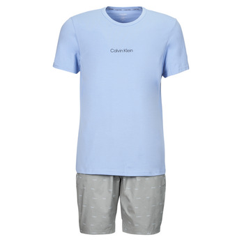 Kleidung Herren Pyjamas/ Nachthemden Calvin Klein Jeans S/S SHORT SET Blau / Grau