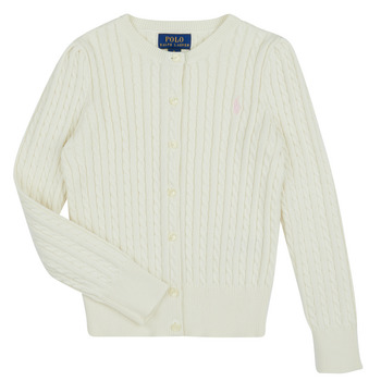 Kleidung Mädchen Strickjacken Polo Ralph Lauren MINI CABLE-TOPS-SWEATER Weiß