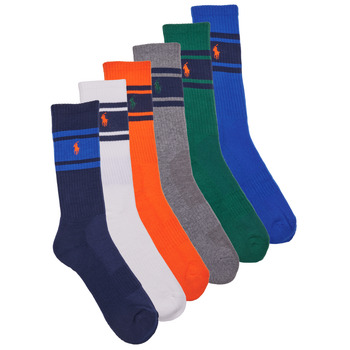 Accessoires Sportstrümpfe Polo Ralph Lauren 6 PACK SPORT CREW-STRIPES-CREW SOCK-6 PACK Bunt