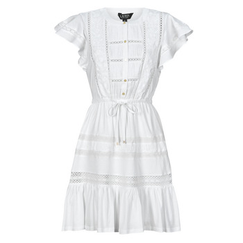 Kleidung Damen Kurze Kleider Lauren Ralph Lauren TANVEITTE-SHORT SLEEVE-DAY DRESS Weiß