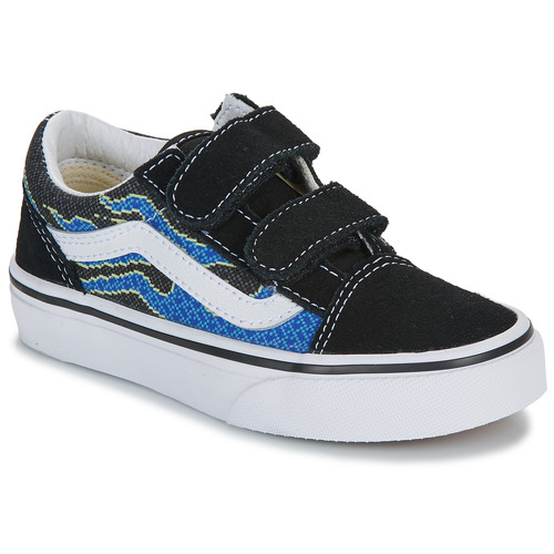 Scarpe Unisex bambino Sneakers basse Vans Old Skool V PIXEL FLAME BLACK/BLUE 