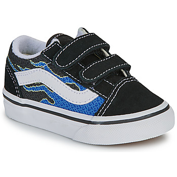 Schuhe Kinder Sneaker Low Vans Old Skool V PIXEL FLAME BLACK/BLUE Blau