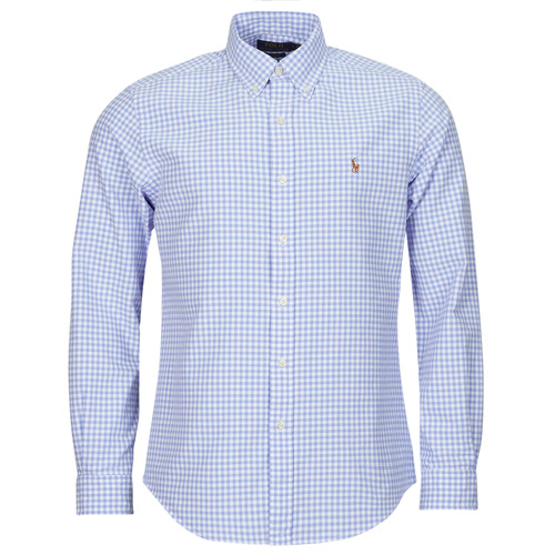 Kleidung Herren Langärmelige Hemden Polo Ralph Lauren CHEMISE COUPE DROITE EN OXFORD PETITS CARREAUX VICHY Blau