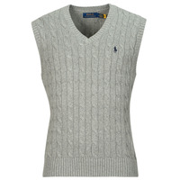 Kleidung Herren Pullover Polo Ralph Lauren PULL COTON CABLE COL V SANS MANCHE Grau