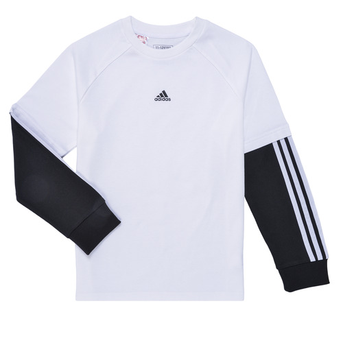 Kleidung Jungen Langarmshirts Adidas Sportswear Street Jam 2-in-1 Long Sleeve Long-Sleeve Top Weiß