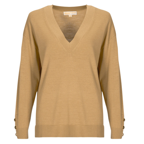 Kleidung Damen Pullover MICHAEL Michael Kors MERINO VNK BUTN SLV SWTR Kamel