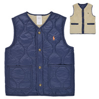 Kleidung Kinder Daunenjacken Polo Ralph Lauren REV HARTLAND-OUTERWEAR-VEST Marineblau / Beige