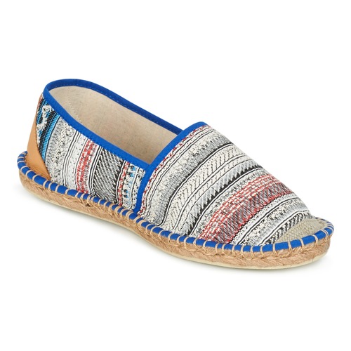 Schuhe Damen Leinen-Pantoletten mit gefloch Art of Soule BOHEMIAN Blau