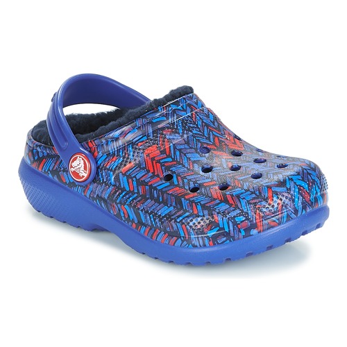 Scarpe Unisex bambino Zoccoli Crocs CLASSIC LINED GRAPHIC CLOG K Blu