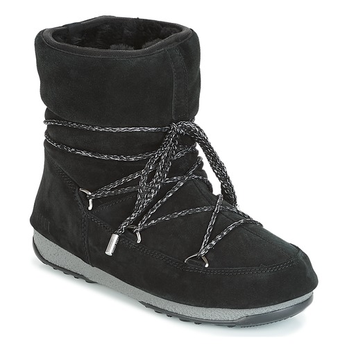 Schuhe Damen Schneestiefel Moon Boot LOW SUEDE WP Schwarz