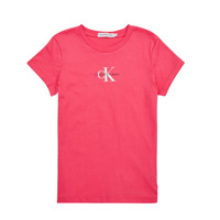 衣服 女孩 短袖体恤 Calvin Klein Jeans MICRO MONOGRAM TOP 玫瑰色